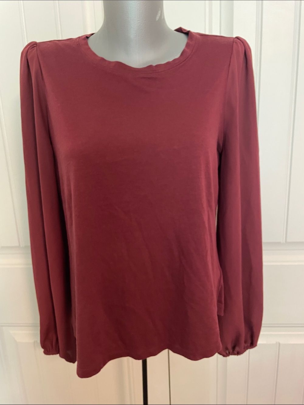 Michael Kors Long Sleeve Round Neck Top - Maroon